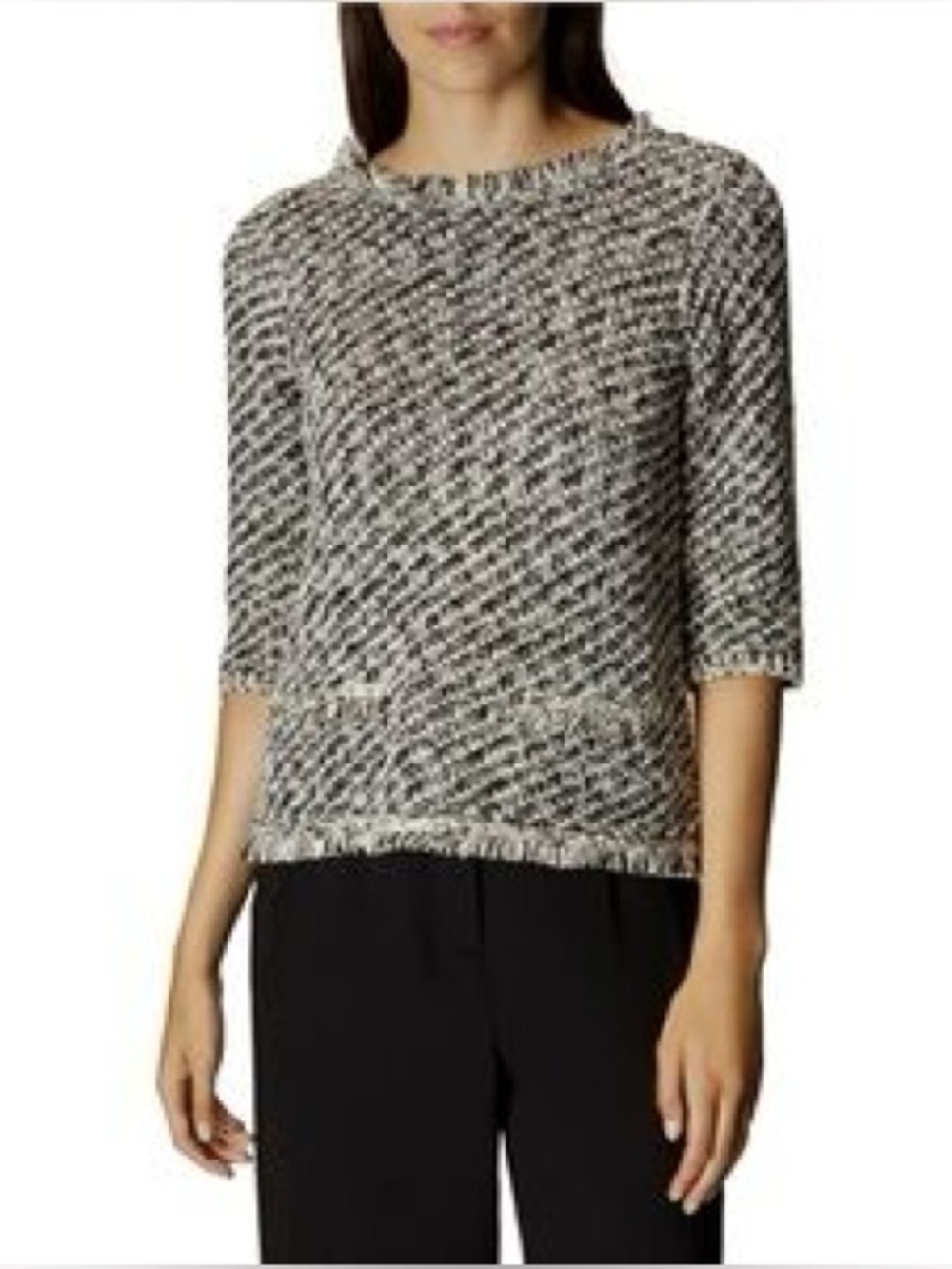 Karen Millen Fringe Knit Sweater / XS